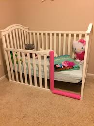 Toddler Bed From Crib Pool Noodle Repurpose For Safety Diy Toddler Bed Kids Toddler Bed Old Cribs