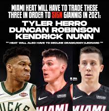 Giannis antetokounmpo basketball jerseys, tees, and more are at the official online store of the nba. Nba Buzz Miami Will Have To Trade Tyler Herro Duncan Robinson And Kendrick Nunn In Order To Make Enough Room To Sign Giannis Antetokounmpo In 2021 What Should Miami Do Facebook