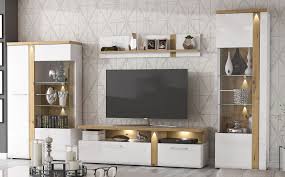 Wohnwand schrankwand weiss hochglanz lack italien splendore9 schrankwand weiss wohnwand weiss hochglanz tv schrank weiss. Wohnwand Anbauwand Mediawand 4 Teilig Weiss Hochglanz Artisan Eiche Modern Wohnwande Wohnzimmer Feldmann Wohnen Gmbh Online Shop