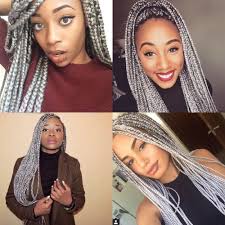 Black And Grey Braids Hairstyles Grey Silver Box Braids African Hair Braiding Styles Grey Box Braids Tree Braids Hairstyles