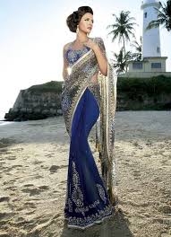 Blue And Gold Saree Indian Outfits Indian Sarees Fashion