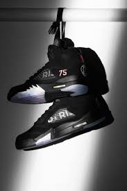 A purple and pink gradient textile wraps the ankle, with a similar gradient filling in the wings logo on the ankle. Paris Saint Germain X Nike Air Jordan V How To Buy Today