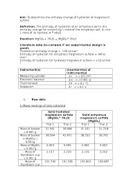 Molar mass of mgso4 = 120.3676 g/mol. Doc Mg So4 Hydration Report Jessica Tan Academia Edu