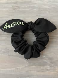 Hair scrunchies have been back in style for years, but they're now bigger than ever. Etsy Shop Personalize Black Hair Scrunchies Https Etsy Me 3cm6xzd Accessories Hair Scrunchie Scrunchie Hairstyles Diy Hair Accessories Personalized Bow