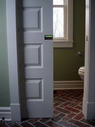 The existing bathroom door swung to the right as yo. Pocket Door Barn Door Privacy Indicator Deadbolt Lock Round Recessed Thumb Turn Rectangul Pocket Doors Bathroom Powder Room Design Powder Room Design Ideas