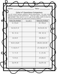 Order Of Operations Comparison Compare Problems With And Without Parentheses Order Of Operations Math Work Teaching Math