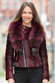 Andromeda Calfskin Leather Jacket With Detachable Raccoon Fur Collar Leather Jackets Women Fur Street Style Fur Leather Jacket