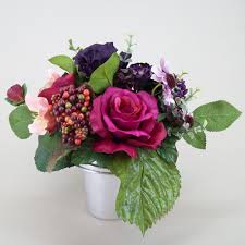 What if the cemetery has restrictions? Silk Flowers Filled Grave Pot Wine Silk Rose And Berries Memorial Flowers