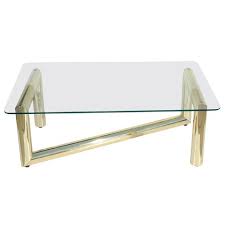 Karl Springer Z Shaped Brass Gold Glass Coffee Table Coffee Table