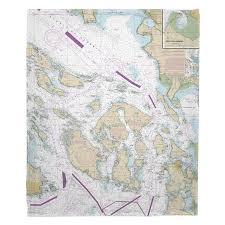 Wa San Juan Islands Nautical Chart Blanket