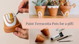 Simply bounce the sponge up and down on the surface of the pot. Paint Terracotta Pots To Make A Cute Gift Youtube
