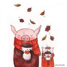 The Fall We Love Nationalcoffeeday Pig Illustration Cute Drawings Animal Drawings