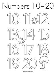 Numbers 10 20 Coloring Page Twisty Noodle Kindergarten Coloring Pages Numbers Preschool Numbers For Kids