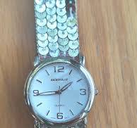 Anchor Blue ladies silver tone sequins bracelet strap quartz watch | eBay