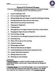 Worksheet Physical Vs Chemical Changes Chemical And Physical Changes Chemical Changes Physical And Chemical Properties
