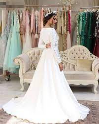 Weddings in uzbekistan are traditionally lavish and ornate affairs. Discountwhite Moroccan Caftan Muslim Wedding Dresses 2020 V Neck Robe De Mariee Lace Satin Elegant Wedding Gown Long Sleeve A Line Bridal Dress From Babydress001 64 48 Dhgate Com