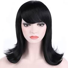 Add some shape and definition to your afro with the addition of a stylishly subtle side part. Women S Short Black Straight Hair 50s Cosplay Flip Wigs With Flat Bangs 1 Black Walmart Com Walmart Com