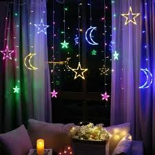Led Sterne Mond Lichtervorhang Weihnachtsbeleuchtung Lichterkette Fenster Deko Weihnachtsbeleuchtung Weihnachtslichter Vorhang Lichter