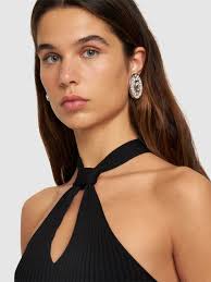 Small oval crystal earrings