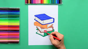 Draw a rectangle cover at an angle, as shown. How To Draw A Stack Of Books Youtube