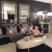 Love That Black Wall And All The Sparkle Silver Living Room Elegant Living Room Design Elegant Living Room