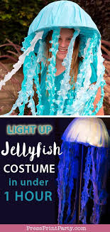 Awesome Jellyfish Costume Diy Easy Light Up Hat Press Print Party Jellyfish Costume Easy Diy Costumes Jellyfish Costume Diy