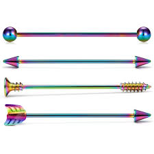 You'll need to ask your piercer or have your ear measured to ensure you are getting the right fit. 4pcs Rainbow Industrial Piercing Barbell 14 Gauge 38mm Bar Spike Arrow Ear Piercing Jewellery Buy Online In Bahamas At Bahamas Desertcart Com Productid 98304480
