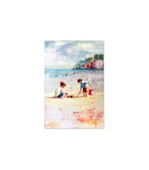 Bright and light mint background, oysters with mint and dark navy, neutrals. Buy Online Sorolla Style Beach Paintings