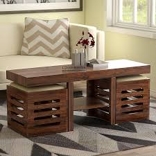 By harper & bright designs (20) $ 279 99. Ely Solid Wooden Coffee Table With 2 Stools With Storage Natural Finish Decornation