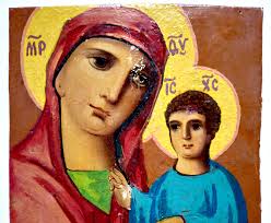 Old Russian Orthodox Icon of the Mother of God, Theotokos, Virgin and Child  Virgin Mary Богородица Hand Painted Board 28x20cm