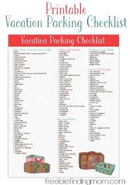 free printable vacation packing list from freebie finding mom packing list for vacation vacation packing checklist vacation packing