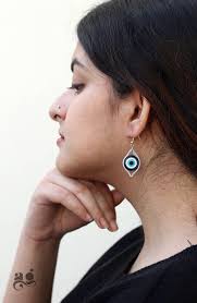 Evil Eye Earrings, Lightweight Paper Jewelry, Blue White Trendy Earring,  First Anniversary Gift, Valentines Day Gift, College Student Gift