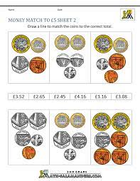uk money worksheets to 5