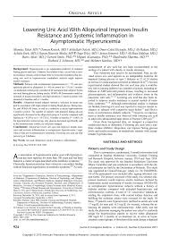 Pdf Lowering Uric Acid With Allopurinol Improves Insulin Resistance And Systemic Inflammation In Asymptomatic Hyperuricemia