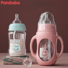 Glass Baby Bottles Drinking Cup Children Feeding Bottle Silicone Straw Water Drink Bottles For Baby Newborn Milk Feeder Bpa Free Bottles Aliexpress