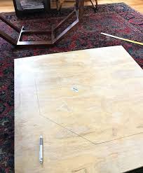 The top piece of plywood is screwed from above.) for the arched table top supports, i inserted screws from the underside so the table top is smooth. Making A Concrete Coffee Table Top Young House Love