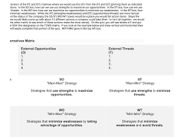 Because at life extension europe, we believe people can make a difference in their health and habits. The Tows Matrix Is An Extension Of The Ife And Efe Chegg Com