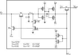 The circuit of the modified I&F neuron model. MOSFETs and capacitors...