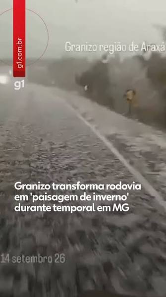 #Araxá - Cidade, no Alto Paranaíba, ficou coberta por uma camada de granizo durante uma chuva registrada na segunda-feira (14). Vídeos feitos durante o temporal mostram uma grande quantidade de pedras ...