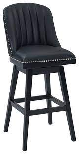 Velasquez 26 Wood Swivel Counter Stool Black Wood Finish Black Faux Leather Transitional Bar Stools And Counter Stools By Armen Living Houzz