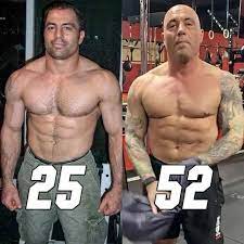 Joe Rogan at age 25 and age 52