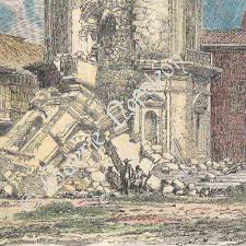 Courtesy of the manila cathedral. Antique Prints Drawings View Of Manila Cathedral After The Earthquake Philippines Wood Engraving 1886