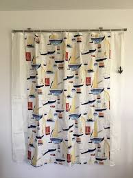 Excited To Share This Item From My Etsy Shop Nautical Themed Shower Curtain With Sailboats And Ships In Red Nautical Shower Curtains Shower Curtain Curtains