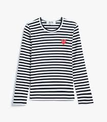 Black And White Striped Long Sleeve Tee Comme Des Garcons Play Play Striped Long Sleeve Tee In Black Striped Long Sleeve Striped Long Sleeve Tee Long Sleeve Tees