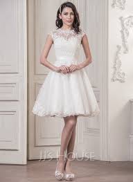 Sind die neunziger zum beispiel wie heute in mode. A Linie Illusion Knielang Tull Brautkleid Mit Applikationen Spitze 002058763 Jj S House