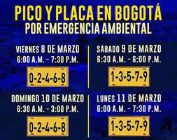 Tenemos para ti videos, imágenes y una amplia cobertura e información actualizada. Del 8 Al 11 De Marzo Nuevamente Pico Y Placa Extendido Por Alerta Ambiental En Bogota El Periodico De Chia