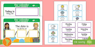 Daily Weather Calendar Weather Chart English Spanish