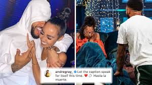 The star wore her signature blonde hair in a sleek, straight style, and accessoried the look with some chunky gold hoops and matching rings, looking as cool as ever for the sweet snap. Inside Leigh Anne Pinnock Andre Gray S Engagement Backyard Proposal Ring Capital