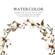 Watercolor Cotton Wreath Warmest Small Set Individual Png Files Hand Painted Christmas Set Winter Cotton Wreath Watercolor Flower Wreath Wreath Watercolor