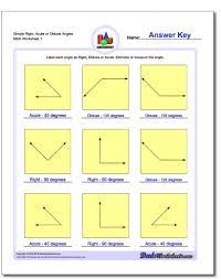 Simple Right Acute Or Obtuse Angles Worksheet Basic Geometry Worksheet Angles Worksheet Geometry Worksheets Measuring Angles Worksheet